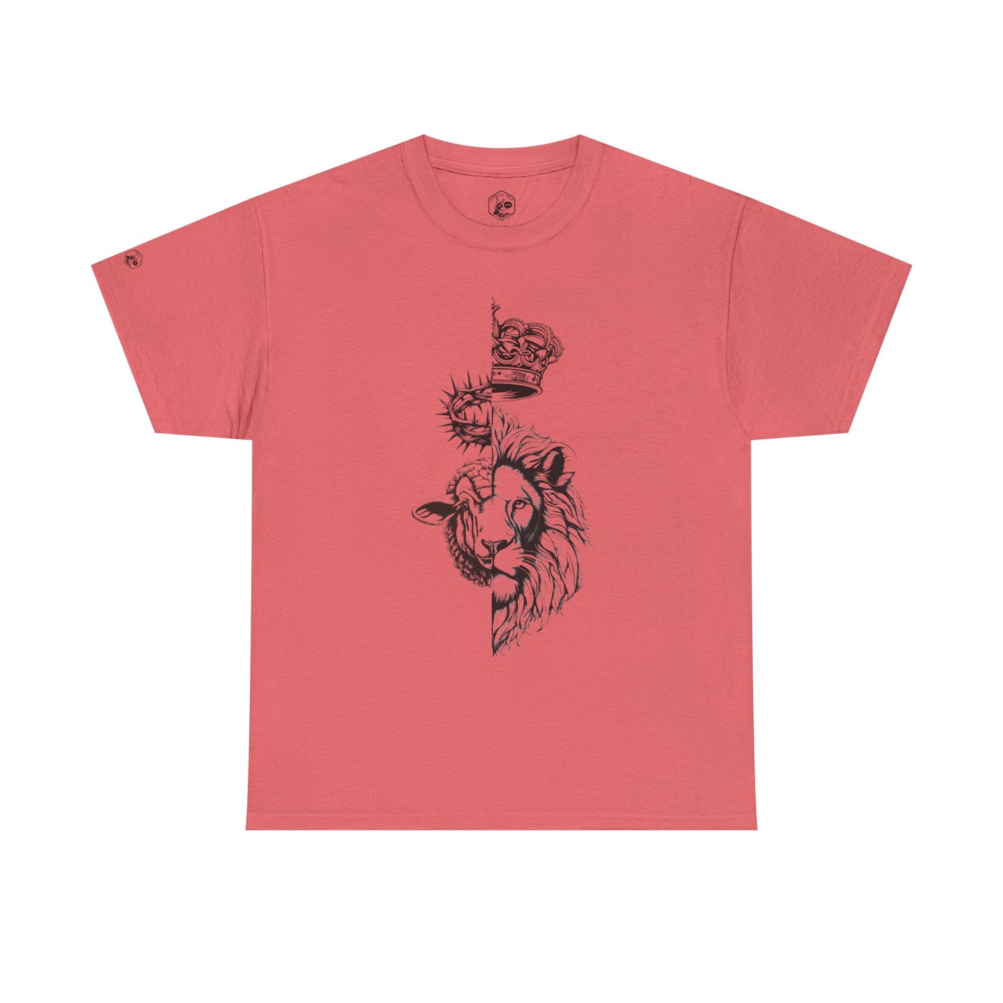 Unisex Heavy Cotton Tee - Bold 'Lion & Lamb' Design for Everyday Wear